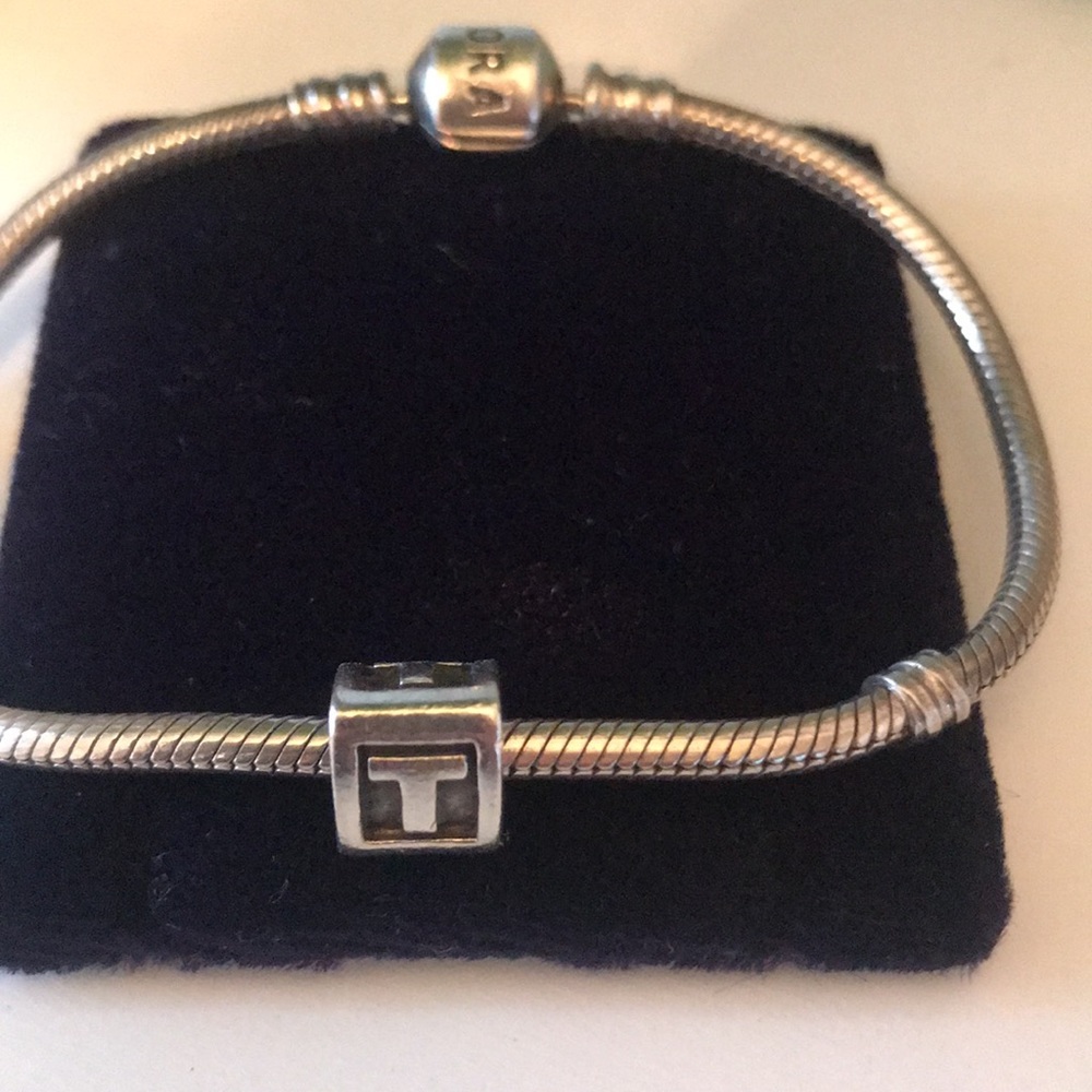 PANDORA Sterling Silver Letter Initial "T" Charm - Picture 2 of 3